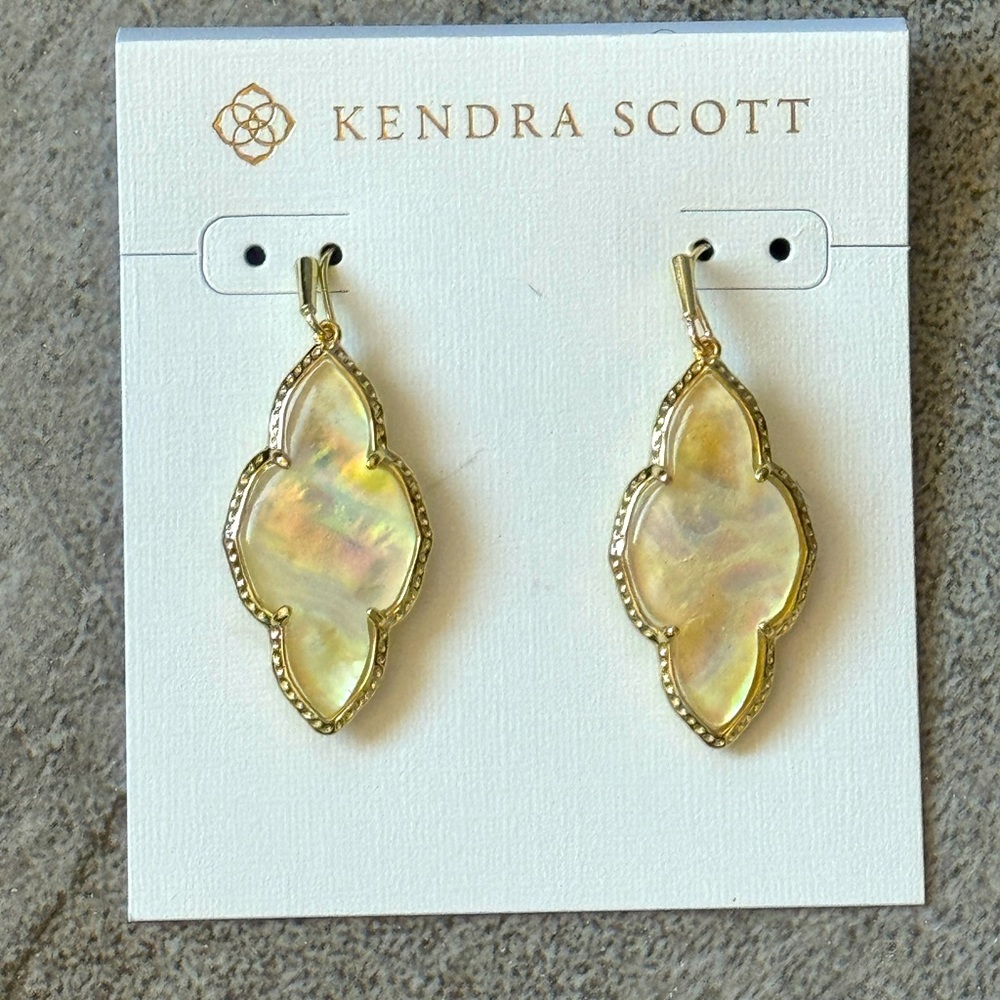 Kendra Scott Abbie Gold Drop Earrings Iridescent Abalone
